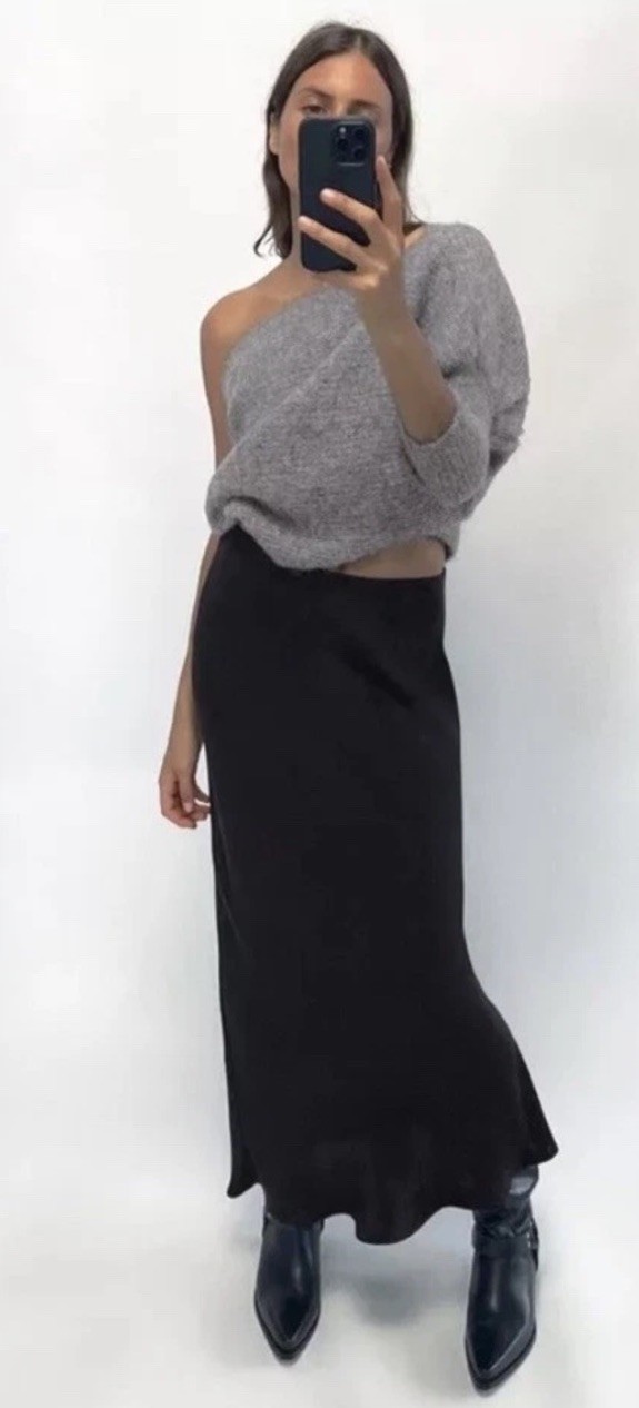 ZARA NEW WOMAN KNIT ASYMMETRIC ARM WARMER CAPE GREY L 5755/124 NWT