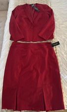 Evan-Picone Suit Skirt Blazer Womens Red Two Piece Polyester Set Size10/12