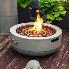 24" Propane Gas Fire Pit Bowl 50000 BTU Round Steel Fire Pit for Outside Patio 