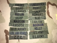 US ARMY VINTAGE BDU Shirt USED NAME TAPE Patch OD GREEN TAGS SET OF 20 OD7
