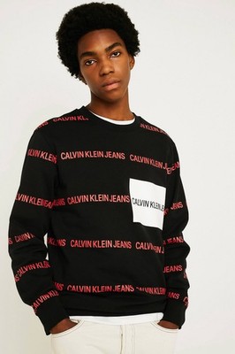 Calvin Klein Sweatshirt Pullover Gr. M Schwarz Logoprint