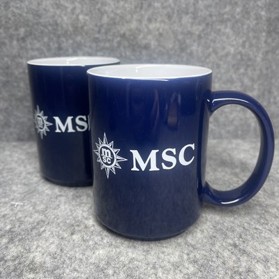 MSC Cruise Line Marineblau Logo Tasse Set x2 Offizielle Kreuzfahrt Merchandise