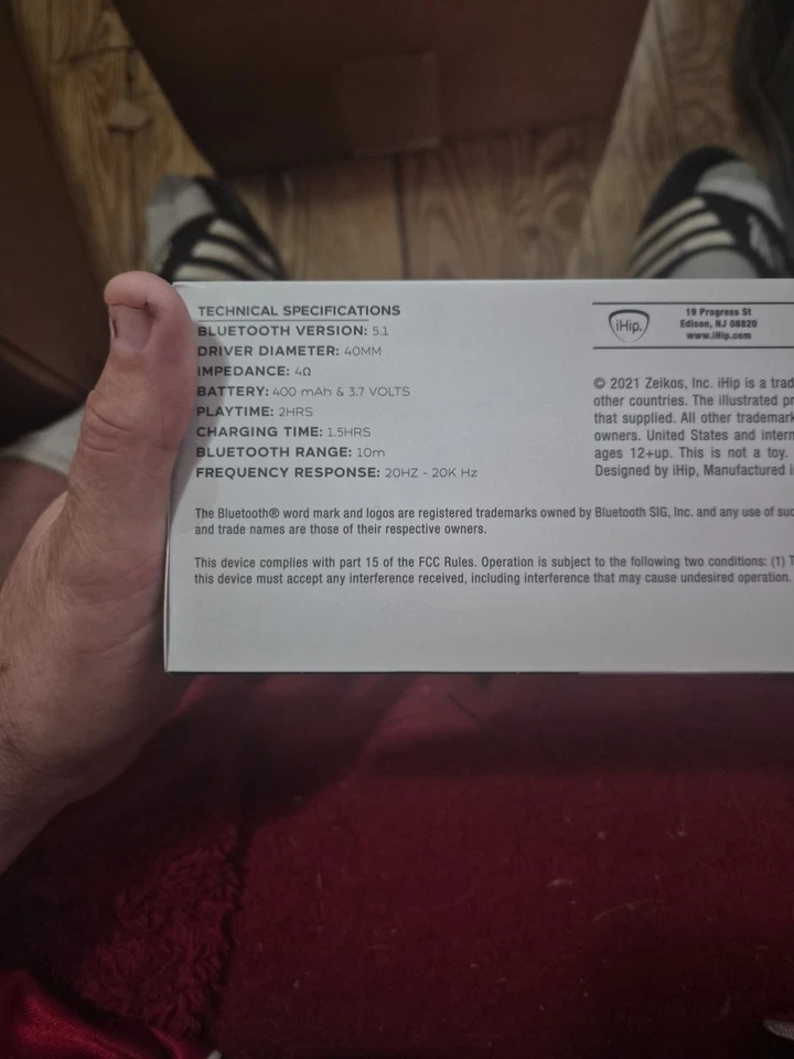 NUEVO iHip Altavoz Bluetooth Inalámbrico JAMBAR 30' Rango Azul USB Carga CABLE AUXILIAR Foto 3 de 4