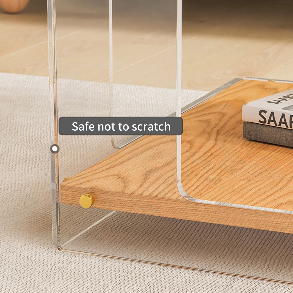 New 3-Tier Premium Wood & Acrylic Display Cabinet with Dust-Proof Cover US