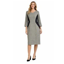 Pendleton 100% virgin wool plaid sheath dress Size 6 Gray Black Career Church