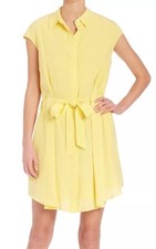 TORY BURCH Gigi Lemon Curd Cap Sleeve Silk Shirtdress Dress Size 0