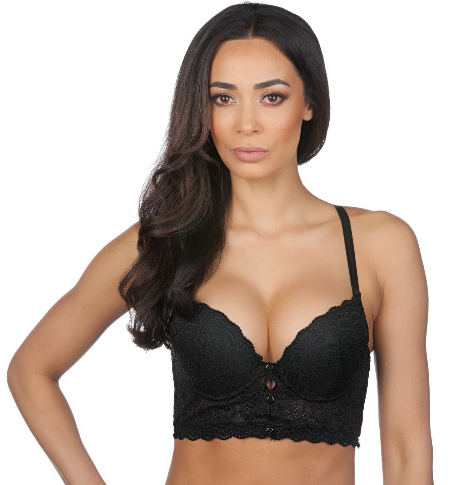 Women's Elegant Lace Underwire Plunge Push Up Longline Bra eBay