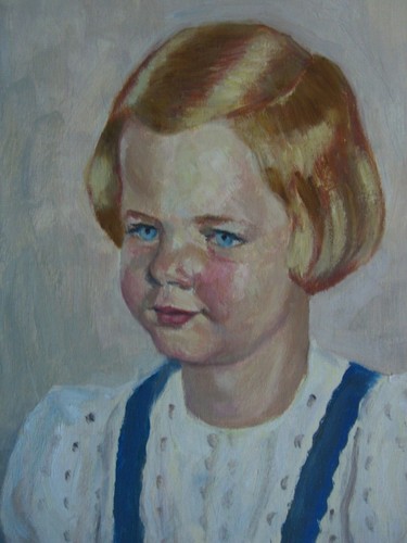 ::CARLOS HALFELD *1883 - 1978 ÖLGEMÄLDE PORTRÄT KIND MÄDCHEN BLAUE AUGEN 1953 ÖL - Picture 3 of 6
