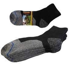 4 PK ANKLE WORK SOCKS COTTON REINFORCED HEEL AND TOE FULL CUSHION BLACK GRAY