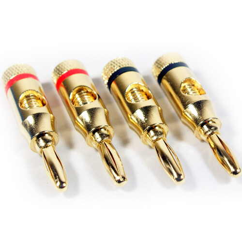 4x Premium 4mm Bananenstecker 24k vergoldet Lautsprecherkabel Verstärker HiFi Stecker - Bild 12 von 12