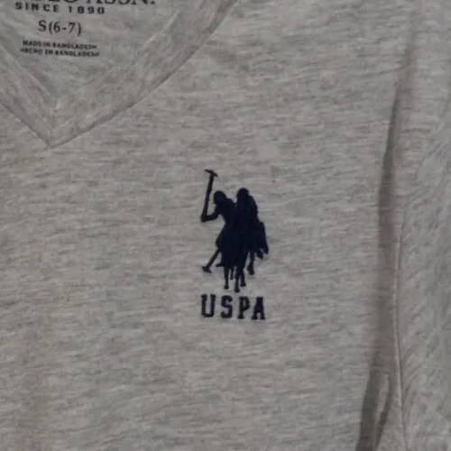 Boys US POLO ASSN Gray V Neck T Shirt Sz Large - Picture 2 of 4