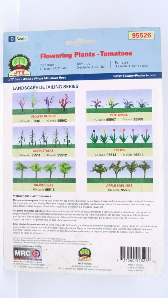 MRC JTT Scenery O Tomato Tomatoes Plants Train Accessory 1-1/2" Tall 12/pk 95526 - Image 3 of 3