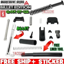 AGGRESSIVE ARMS BILLET Slide Completion Kit for GL0CK 17  22 GEN 5 W/ GUIDE ROD