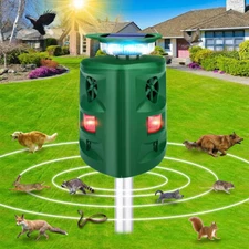 Ultrasonic Animal Repeller with Motion Sensor Flashing Light Raccoon Repellent
