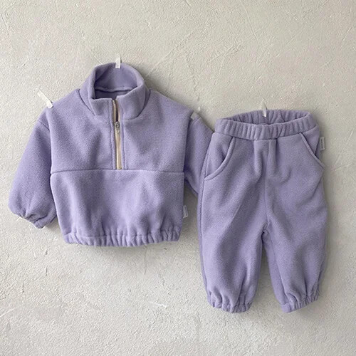 Herbst Winter Kleinkind Jungen Mädchen Sportanzug Kleidung Fleece einfarbig Hoodies - Bild 7 von 29
