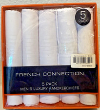 FRENCH CONNECTION -NWB  MENS LUXURY HANDKERCHIEFS 16 X 16 -WHITE