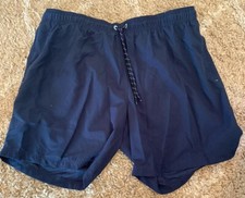 George Men Size XL 40-42 Navy Blue/ Teal Swim Trunks Elastic Waist