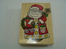 Santa With Birdhouse 1996 Wooden Rubber Stamp Hero Arts H1103 Large Size USA