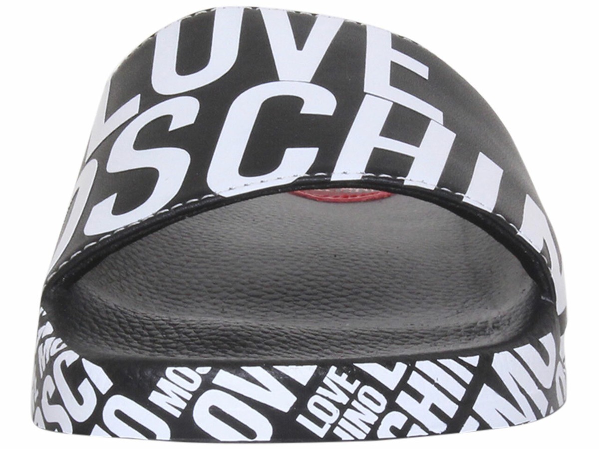 Love Moschino Women's Slides Sandals Allover Logo Print Shoes