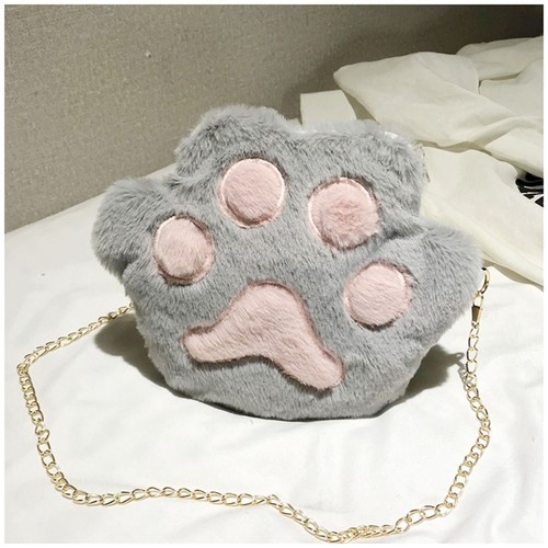 Fluffy Soft Faux Fur Messenger Bag Crossbody Handbag Shoulder Bag Bear's paw - Picture 11 of 15