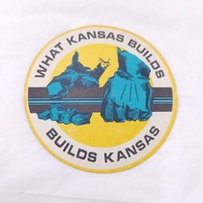 Vintage What Kansas Builds Builds Kansas Sticker Abstract Blue Yellow