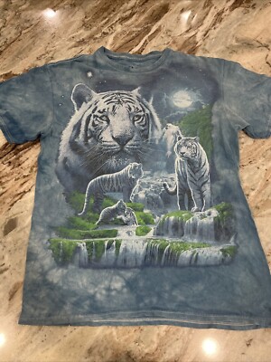 Liquid Blue White Tiger T-shirt Blue Tie-Dye Men s Size M