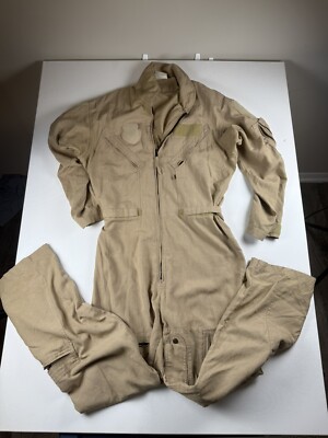 Gibson Barnes Khaki Coveralls Nomex IIIA Flight Suit Military USA Made 