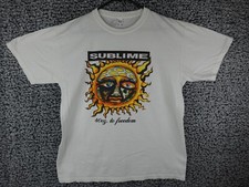 Vintage Y2K 2006 Sublime Sun Logo Band T Shirt Distressed 40 Oz Freedom White L