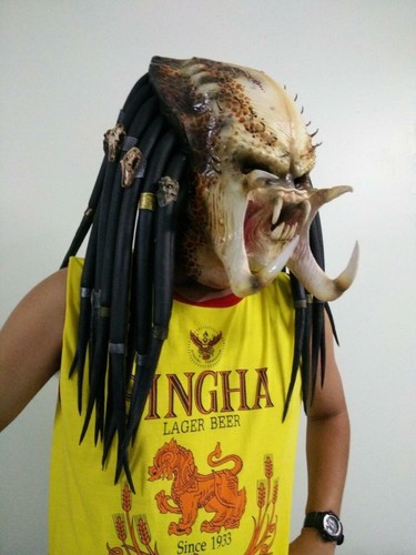 Classic LATEX The PREDATOR MASK open mount Scary Halloween Horror Movie Cosplay - Picture 4 of 6