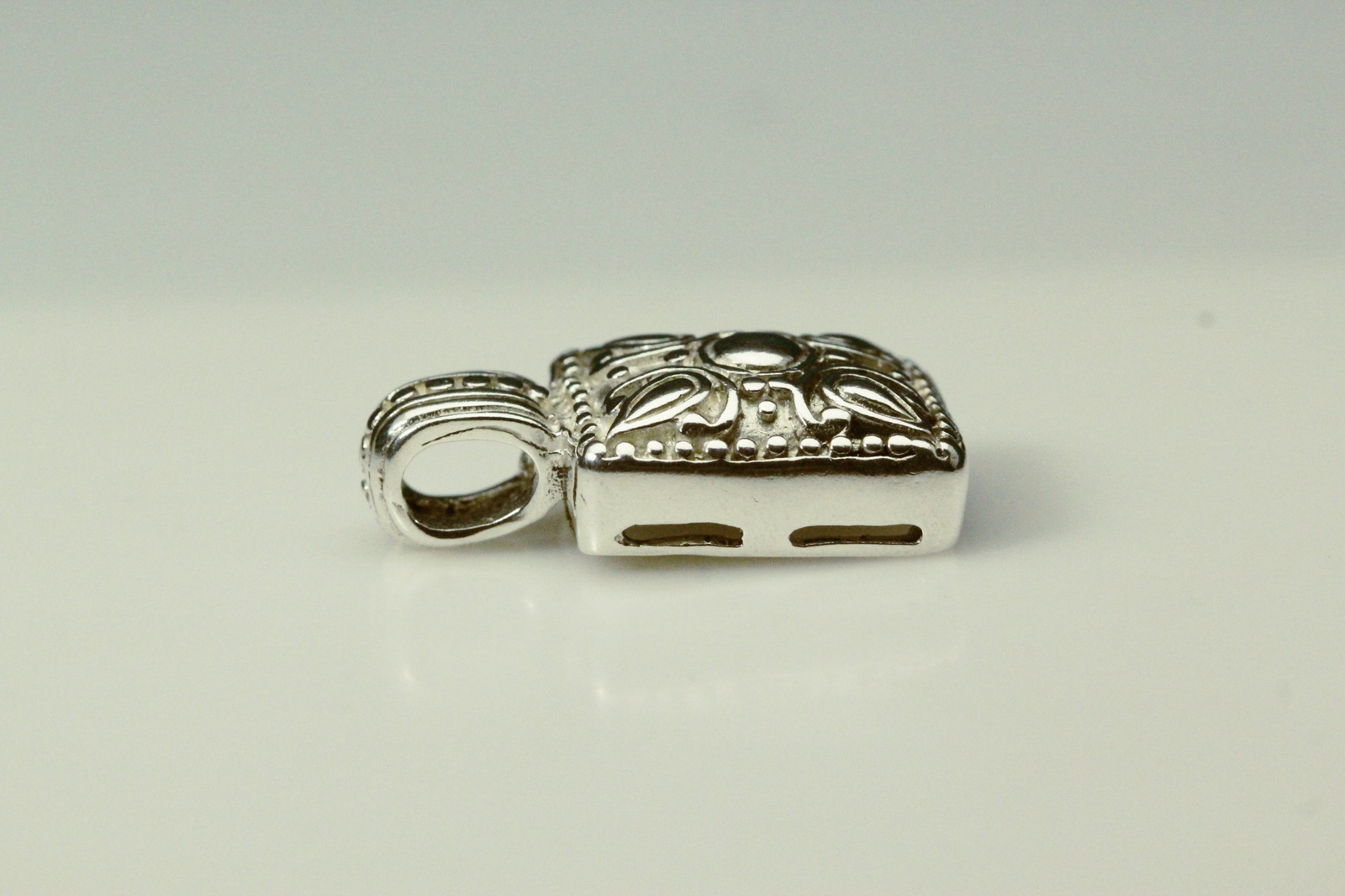 925 Sterling Silver Rectangular Ornate Slide Pend… - image 3