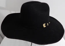 BULLHIDE KINGMAN 4X BLACK WOOL FELT COWBOY HAT COLOMBIA SZ 7 JEWEL BAND EUC