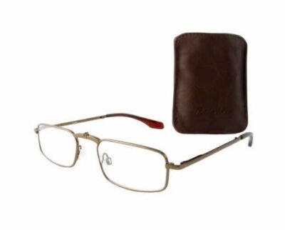 Calabria Extra Large Compact Folding Spring Reading Glasses FR100XL Bronze +0.75