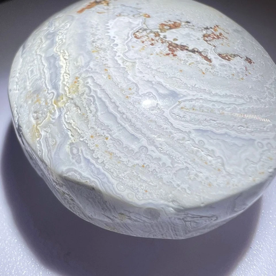 Piedra de Palma Meditación Ágata Encaje Blanco Mexicano (3) Foto 3 de 4