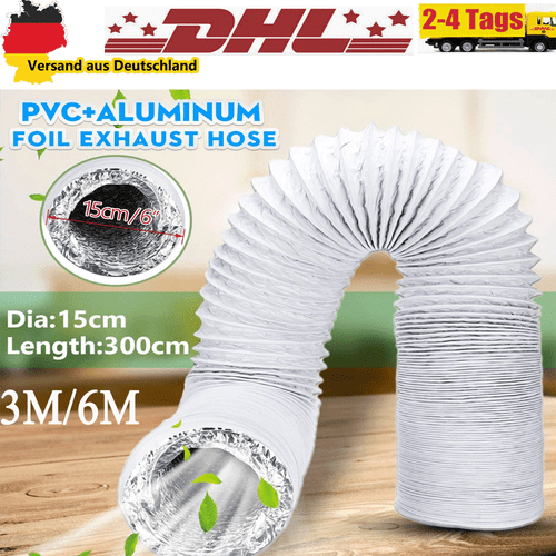 Top 150mm Abluftschlauch Schlauch PVC Flexibel für Mobil Klimaanlagen Klimagerät Top 150mm Abluftschlauch Schlauch PVC Flexibel für Mobil Klimaanlagen Klimagerät