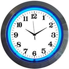 Neonetics 8CHRCB Chrome Blue Standard 15 Inches Neon Clock