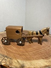 Handmade Wooden Amish Horse & Buggy Made in USA
