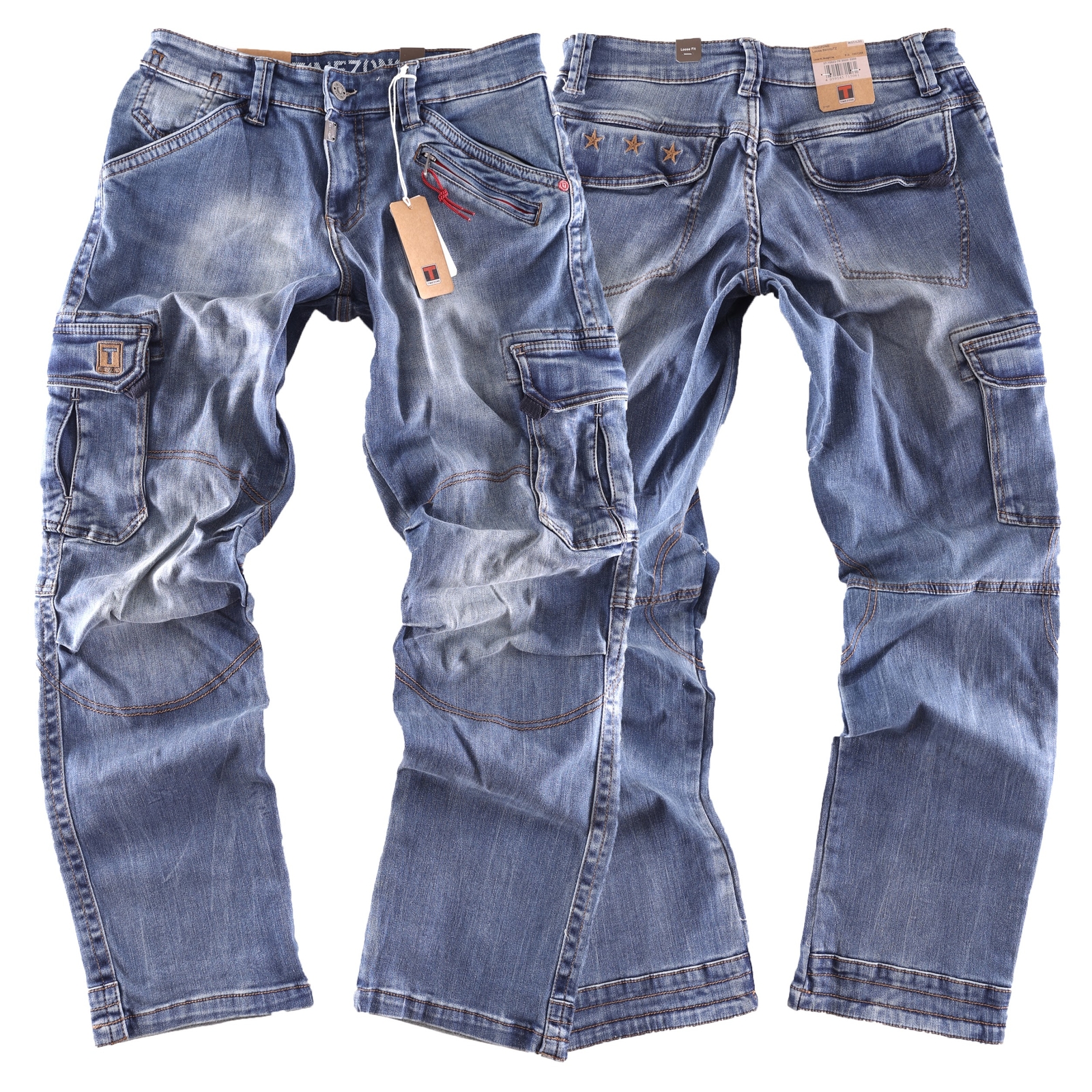 Timezone Pantaloni Cargo Uomo Benito, Taglio Sciolto, Lavabili In Lavatrice, Chiusura Con Bottone E Zip - 4