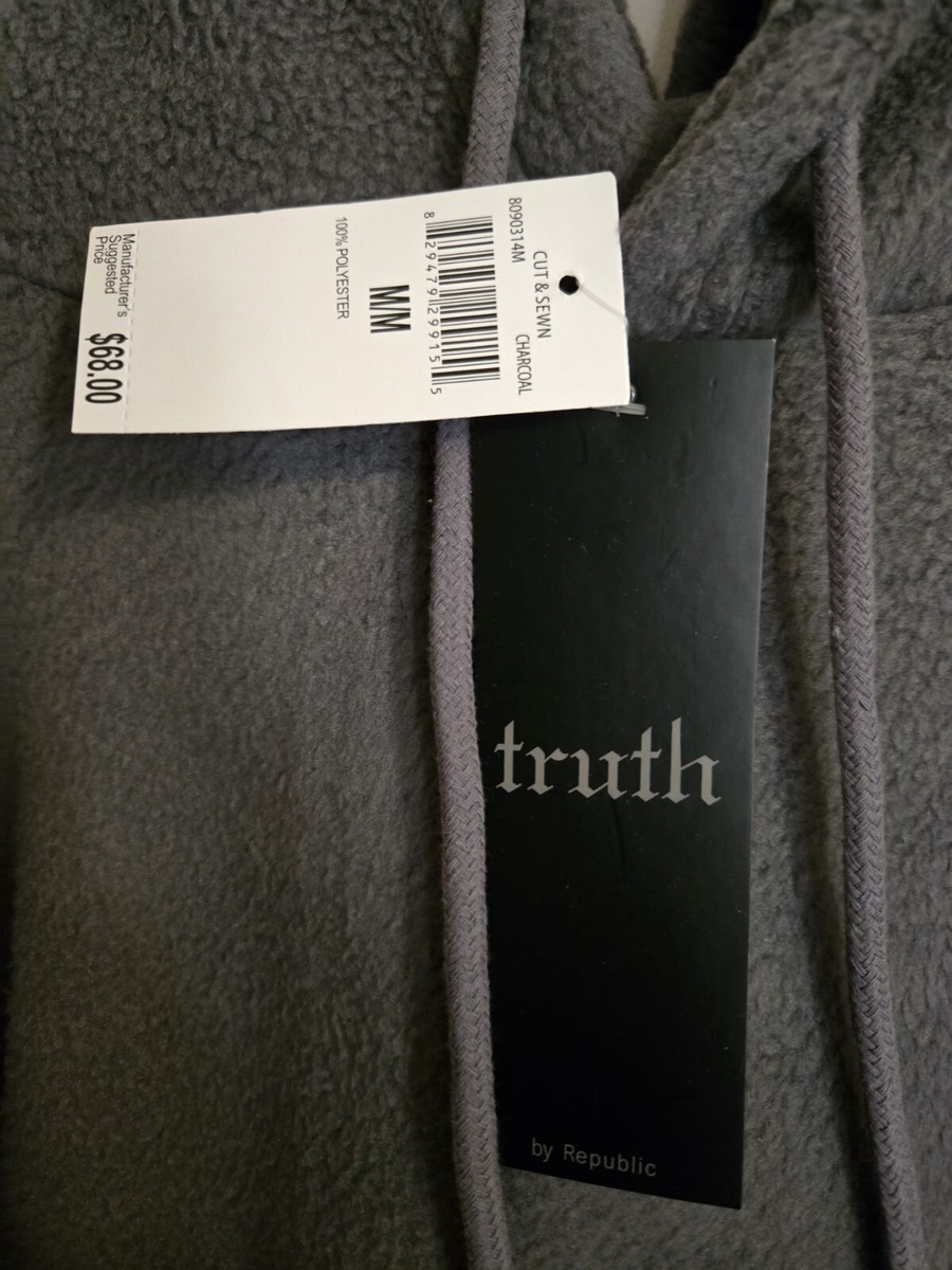 その他 m BRAND NEW TRUTH MENS DARK GRAY HOODIE BY REPUBLIC SIZE M MEDIUM