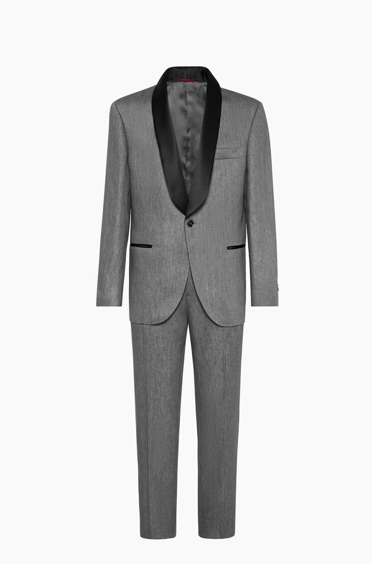 New Brunello Cucinelli Linen Satin Tuxedo Shawl Lapel Men Suit