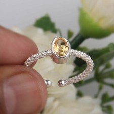 Engagement Stackable Citrine Ring 925 Sterling Silver Gemstone Jewelry