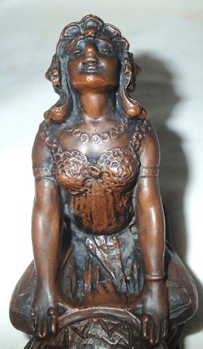 ANTIQUE W.B. BRONZE ART NOUVEAU LADY STATUE INCENSE BURNER CANDLE HOLDER FLAME - Picture 12 of 13