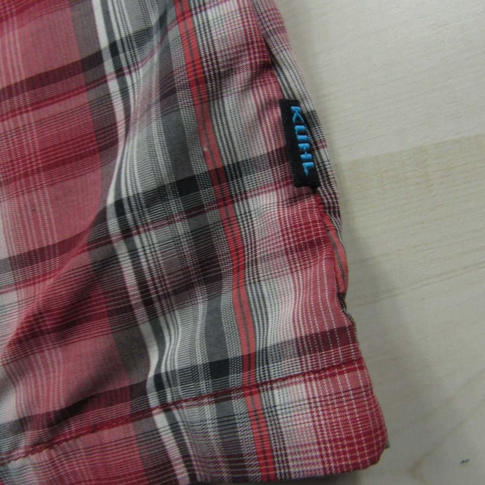 Kuhl Shirt Mens Large Red Gray Eluxur Button Up Outdoor Lightweight