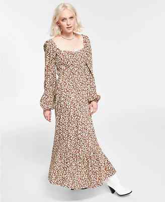 Bar III Women's Size S Ditsy Rush Floral Print Long Sleeve Maxi Dress