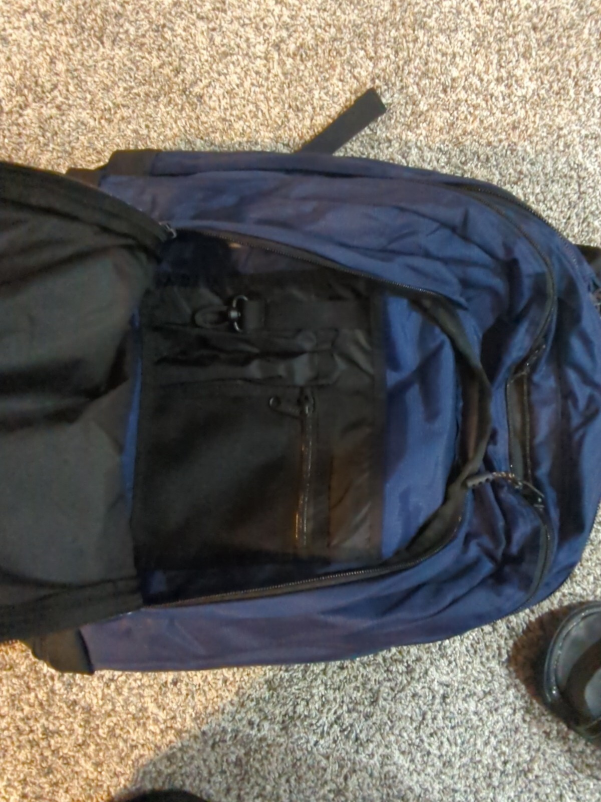 LL Bean Deluxe Backpack Navy black Book Bag Hike Camping school laptop 