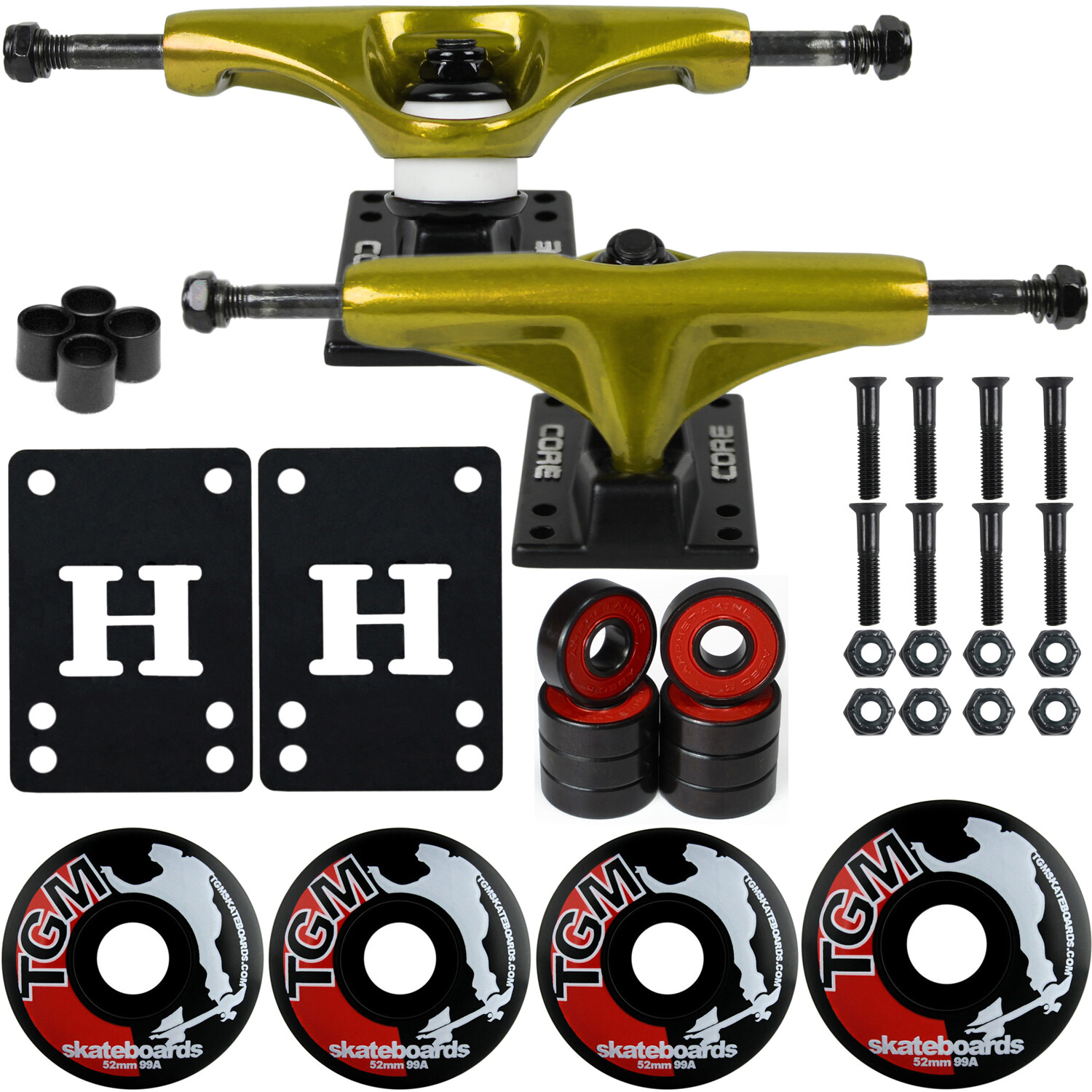 Core Skateboard Package 5.0"  Trucks with 52mm Black Wheels 