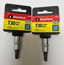Great Neck T30 Star Bit 1/4 inch Drive # 24284 ( Lot of 2 )