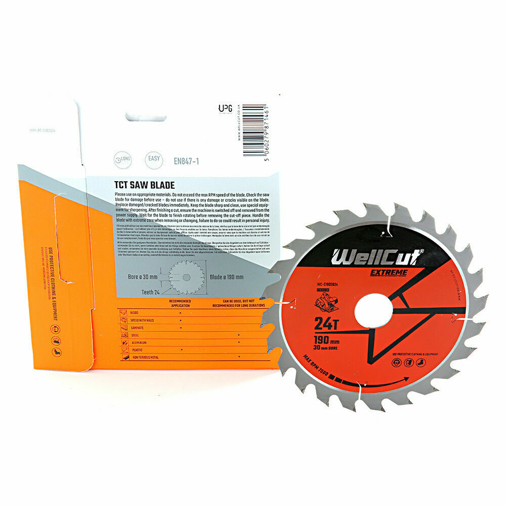WellCut TCT Saw Blade 190mm X 24T X 30mm Bore For HS7601J, HS7100,5704