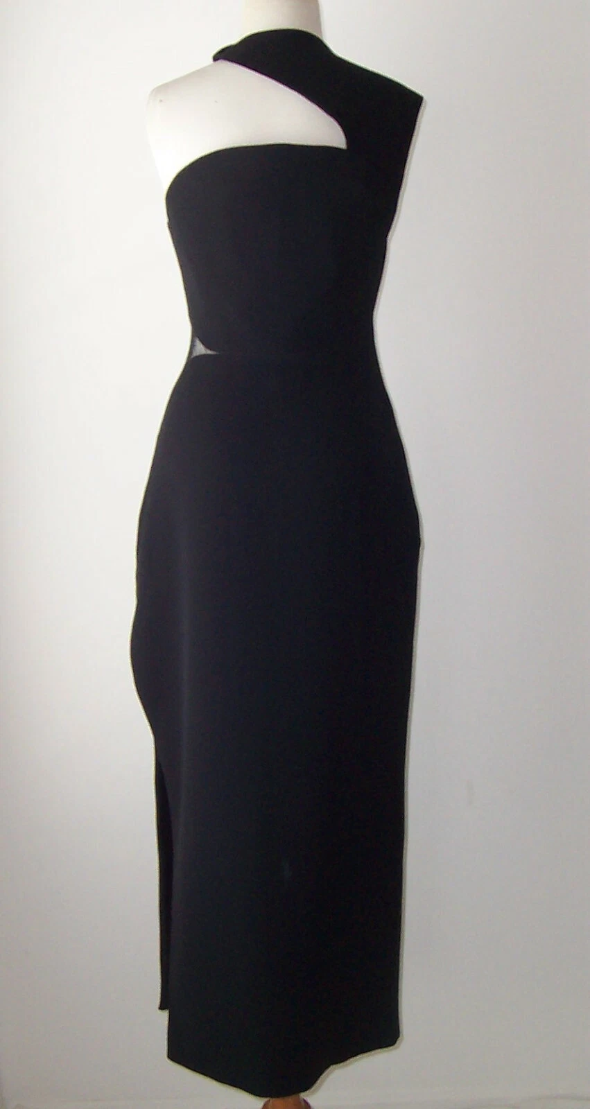 Abito vestito VERSACE giallo o nero ritagliato monospalla pannello trasparente 42 6