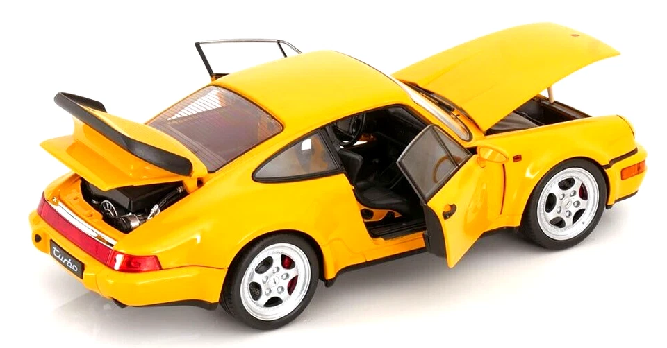 PORSCHE 911 (964) TURBO AMARILLO 1989 ESCALA 1:18 MODELO DIECAST EXCELENTE COCHE CLÁSICO Foto 4 de 4