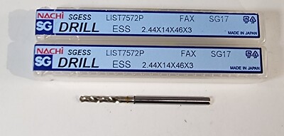 2.44mm 135° Powdered Metal HSCO TiN+TiCN L7572P New NACHI Stub Drills - Lot Of 2